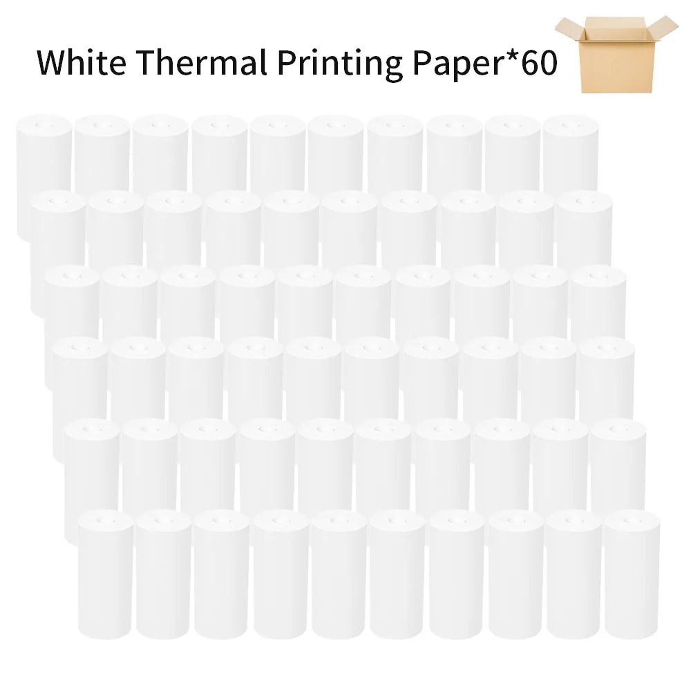 Color Self-Adhesive Thermal Paper 57Mm Sticker Label Photo White Self-Adhesive Paper for Mini Thermal Printer Home Children DIY