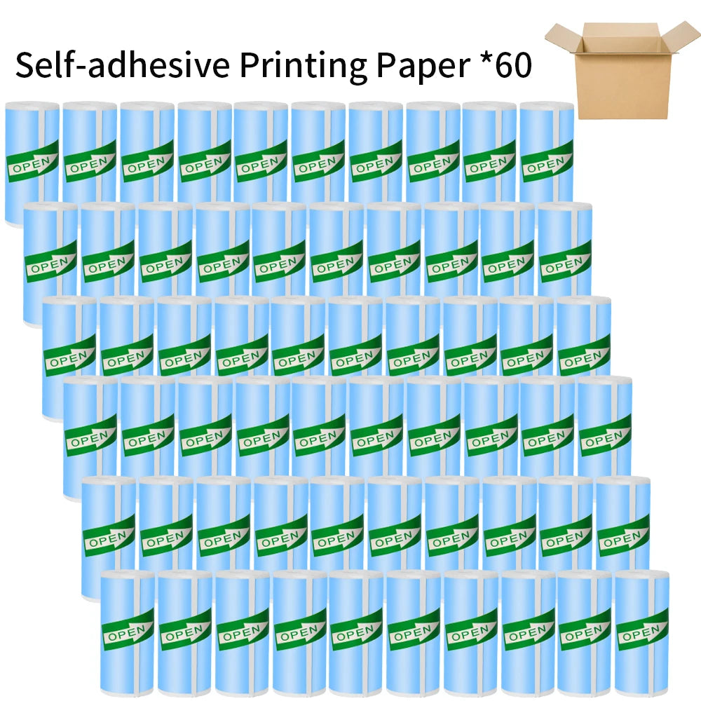 Color Self-Adhesive Thermal Paper 57Mm Sticker Label Photo White Self-Adhesive Paper for Mini Thermal Printer Home Children DIY