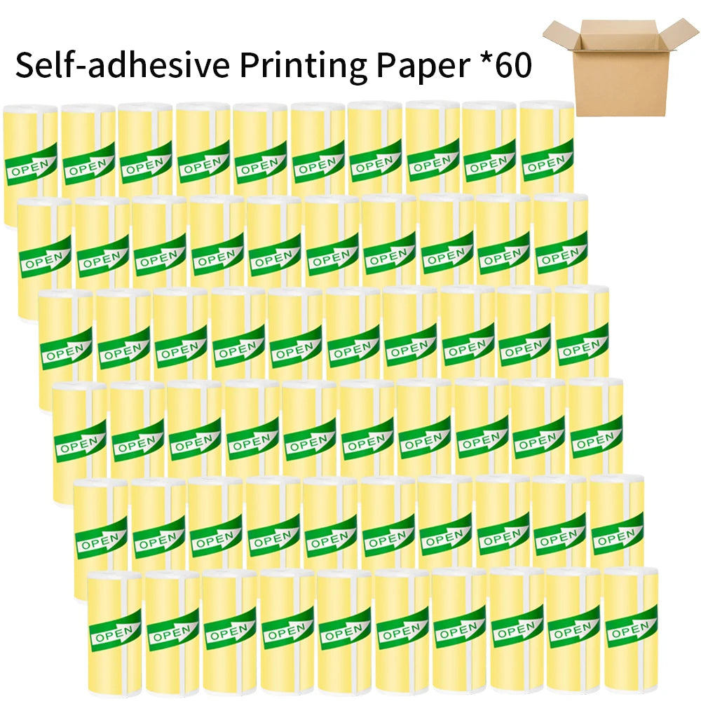 Color Self-Adhesive Thermal Paper 57Mm Sticker Label Photo White Self-Adhesive Paper for Mini Thermal Printer Home Children DIY